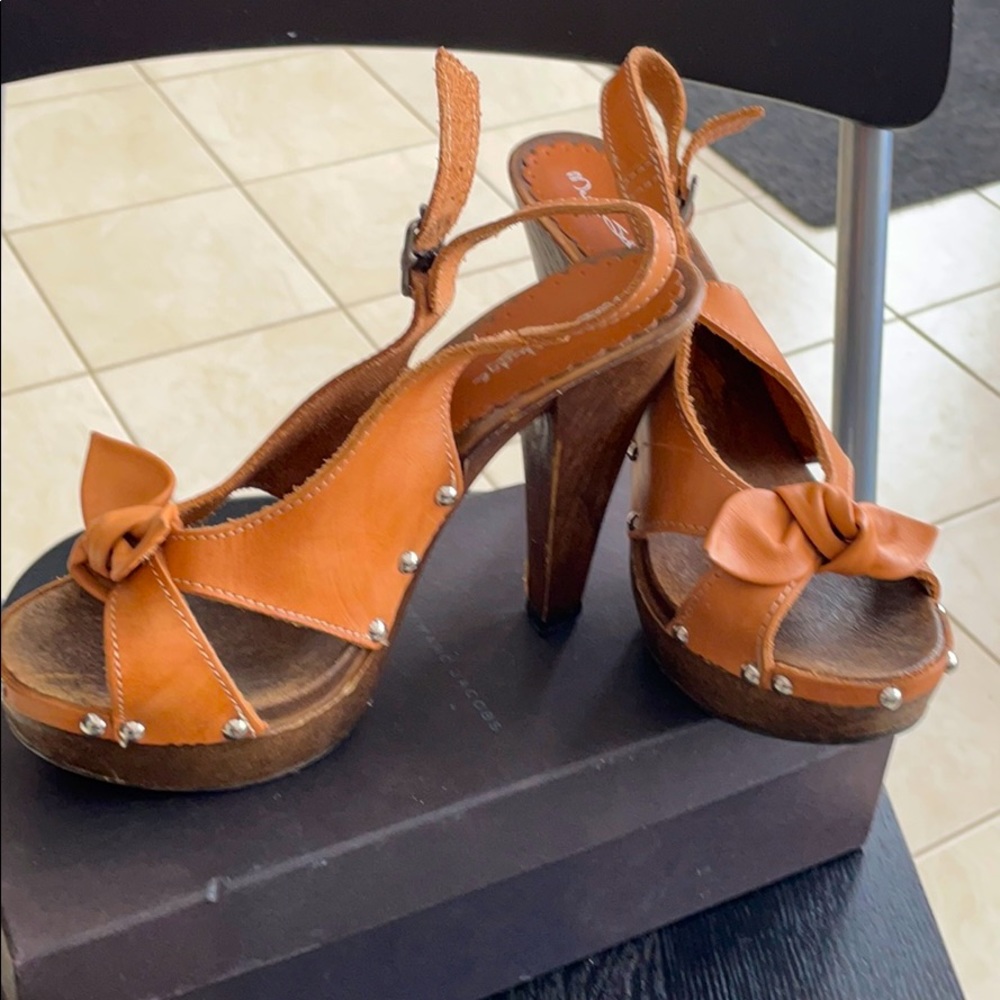 Miss Selfridge Tan Leather Heeled Sandals